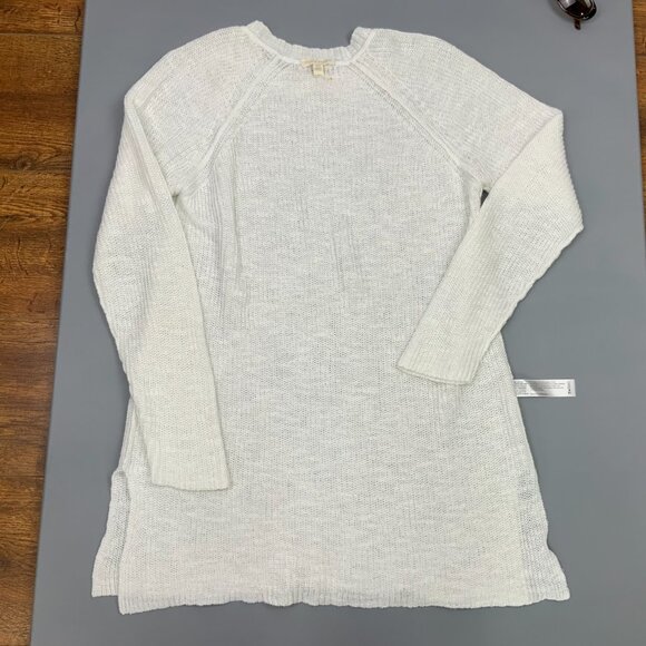 Eileen Fisher White Crew Neck Tunic Sweater Organic Linen Blend Long Sleeve Sz S - Picture 16 of 16